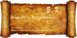 Bognár Krizanta névjegykártya